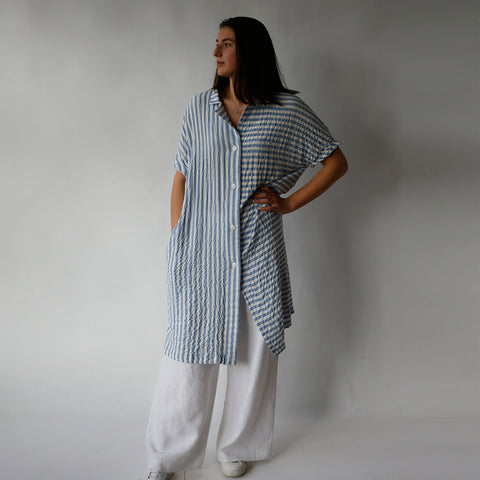 An oversized shirt dress