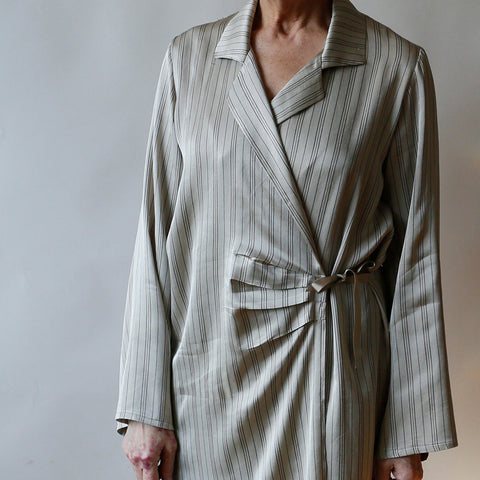 A pleated front to The Woven Wrap Dress