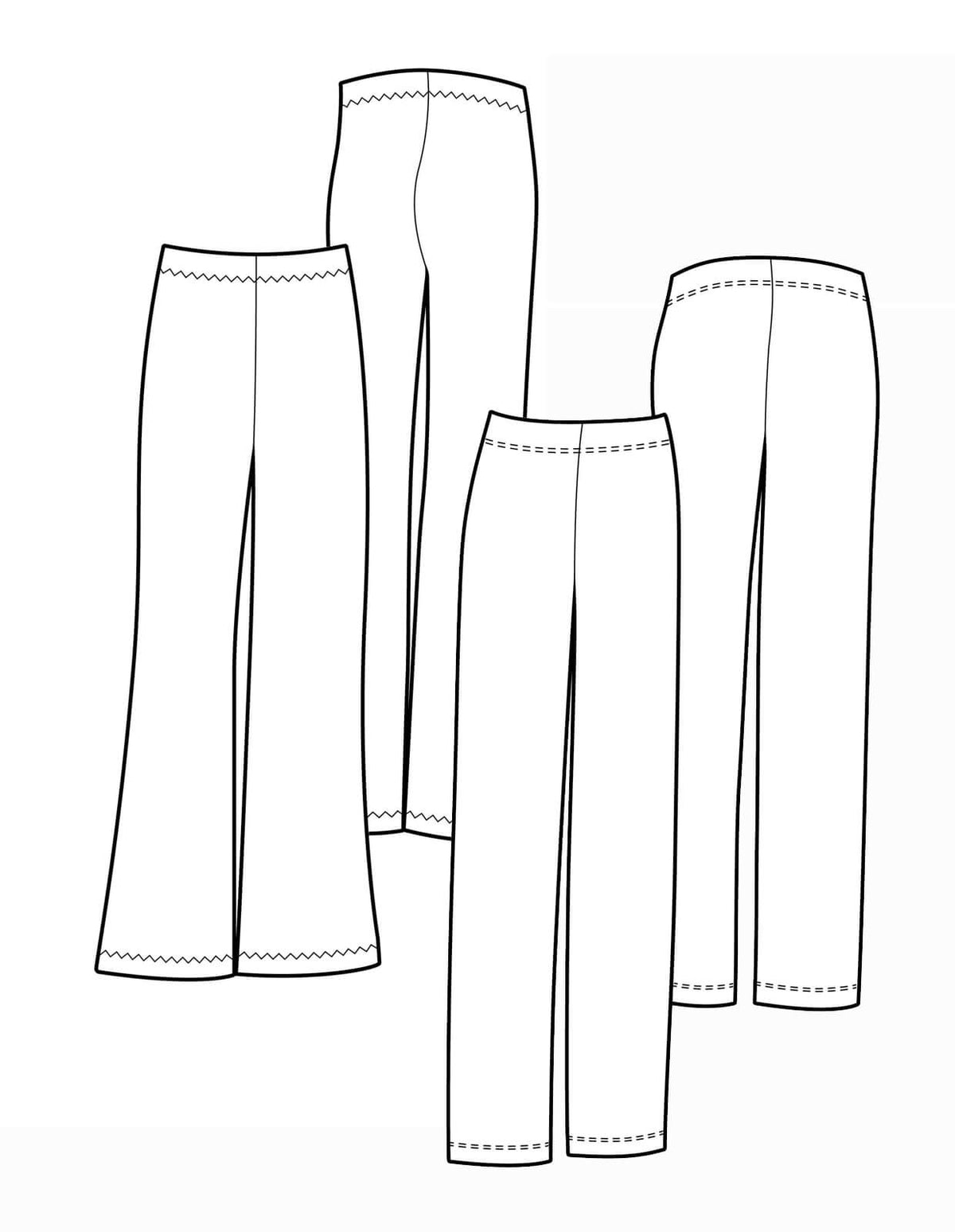 Pants fashion flat sketch template16 Royalty Free Vector